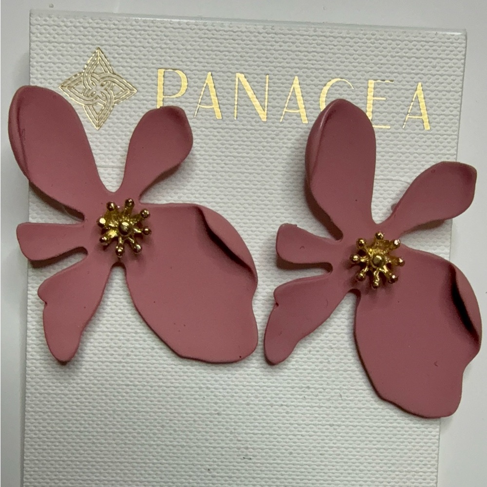 Panacea Cache Pink and Gold Floral Earrings